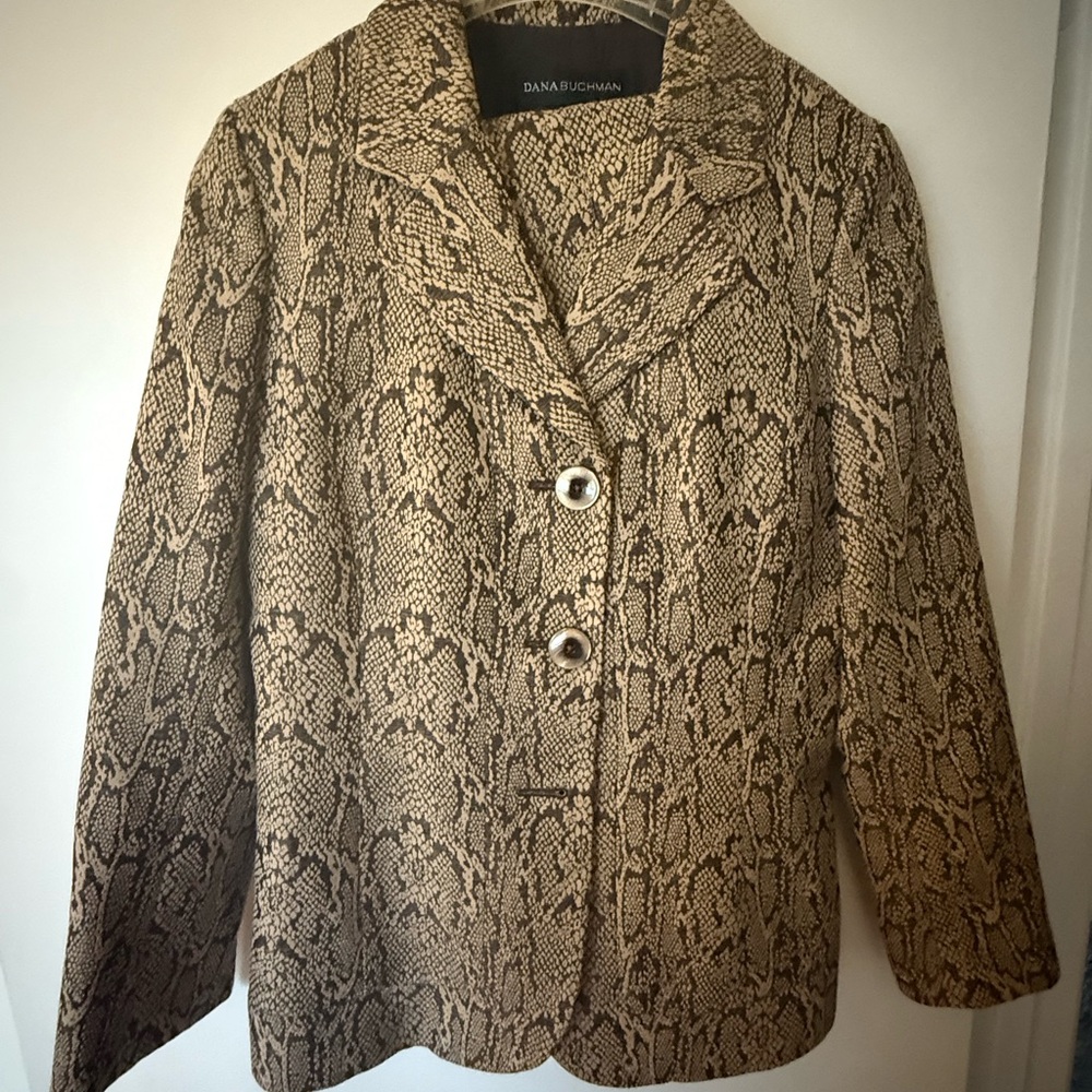 Dana Buchman Women's Brown Snake Print Blazer and skirt set